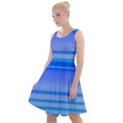 Blue Purple Color Stripes Ombre Knee Length Skater Dress by SpinnyChairDesigns