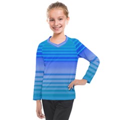 Blue Purple Color Stripes Ombre Kids  Long Mesh Tee