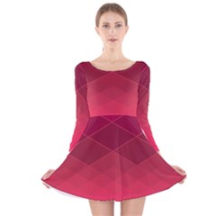 Hot Pink And Wine Color Diamonds Long Sleeve Velvet Skater Dress by SpinnyChairDesigns