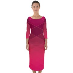 Hot Pink And Wine Color Diamonds Quarter Sleeve Midi Bodycon Dress by SpinnyChairDesigns