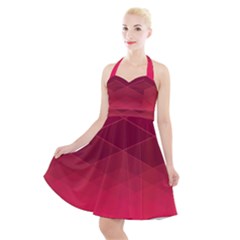 Hot Pink And Wine Color Diamonds Halter Party Swing Dress 