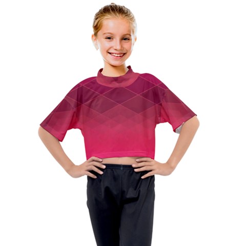 Hot Pink And Wine Color Diamonds Kids Mock Neck Tee by SpinnyChairDesigns