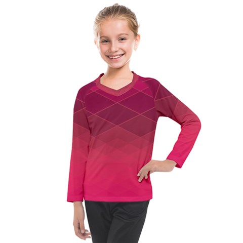 Hot Pink And Wine Color Diamonds Kids  Long Mesh Tee by SpinnyChairDesigns