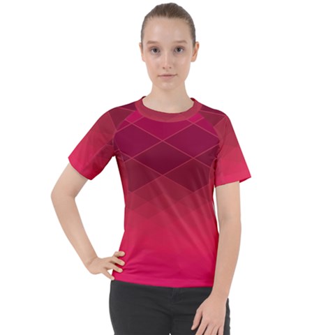 Hot Pink And Wine Color Diamonds Women s Sport Raglan Tee by SpinnyChairDesigns