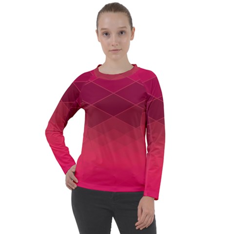 Hot Pink And Wine Color Diamonds Women s Long Sleeve Raglan Tee by SpinnyChairDesigns