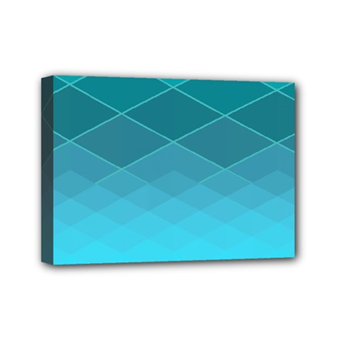 Aqua Blue And Teal Color Diamonds Mini Canvas 7  X 5  (stretched) by SpinnyChairDesigns