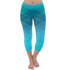 Aqua Blue And Teal Color Diamonds Capri Winter Leggings  by SpinnyChairDesigns