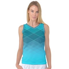 Aqua Blue And Teal Color Diamonds Women s Basketball Tank Top by SpinnyChairDesigns