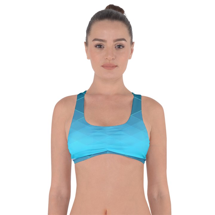 Aqua Blue and Teal Color Diamonds Got No Strings Sports Bra