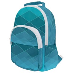 Aqua Blue And Teal Color Diamonds Rounded Multi Pocket Backpack