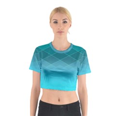 Aqua Blue And Teal Color Diamonds Cotton Crop Top