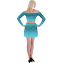 Aqua Blue and Teal Color Diamonds Off Shoulder Top with Mini Skirt Set View2