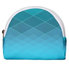 Aqua Blue And Teal Color Diamonds Horseshoe Style Canvas Pouch