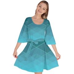 Aqua Blue And Teal Color Diamonds Velour Kimono Dress by SpinnyChairDesigns