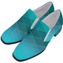 Aqua Blue and Teal Color Diamonds Women Slip On Heel Loafers View2