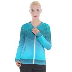 Aqua Blue And Teal Color Diamonds Casual Zip Up Jacket by SpinnyChairDesigns