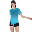 Aqua Blue and Teal Color Diamonds Asymmetrical Short Sleeve Sports Tee View1