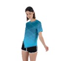 Aqua Blue and Teal Color Diamonds Asymmetrical Short Sleeve Sports Tee View2