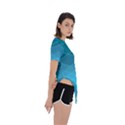 Aqua Blue and Teal Color Diamonds Asymmetrical Short Sleeve Sports Tee View3