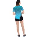 Aqua Blue and Teal Color Diamonds Asymmetrical Short Sleeve Sports Tee View4