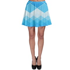 Light Blue And White Color Diamonds Skater Skirt