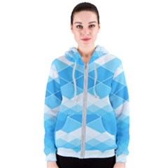 Light Blue And White Color Diamonds Women s Zipper Hoodie by SpinnyChairDesigns