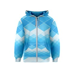 Light Blue And White Color Diamonds Kids  Zipper Hoodie by SpinnyChairDesigns