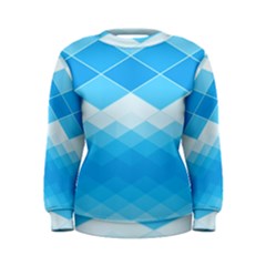 Light Blue And White Color Diamonds Women s Sweatshirt by SpinnyChairDesigns