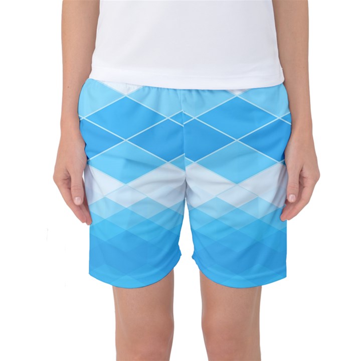 Light Blue and White Color Diamonds Women s Basketball Shorts