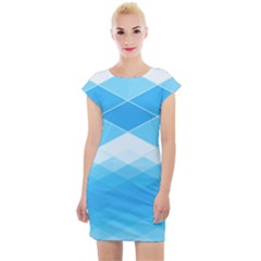 Light Blue And White Color Diamonds Cap Sleeve Bodycon Dress by SpinnyChairDesigns