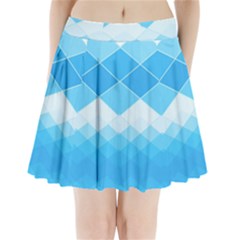 Light Blue And White Color Diamonds Pleated Mini Skirt