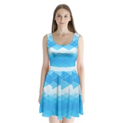 Light Blue And White Color Diamonds Split Back Mini Dress 