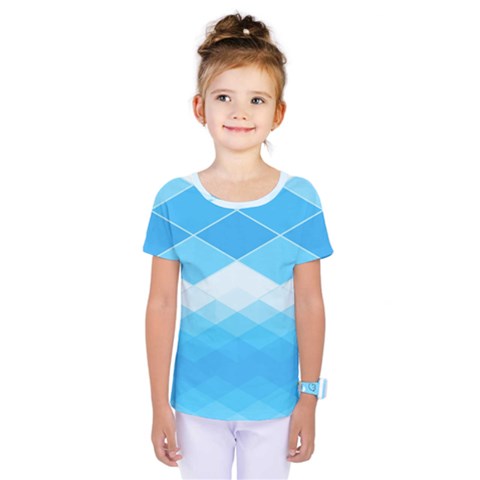 Light Blue And White Color Diamonds Kids  One Piece Tee by SpinnyChairDesigns