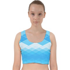 Light Blue And White Color Diamonds Velvet Racer Back Crop Top by SpinnyChairDesigns