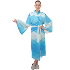 Light Blue And White Color Diamonds Maxi Velour Kimono by SpinnyChairDesigns