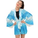 Light Blue and White Color Diamonds Long Sleeve Kimono View1