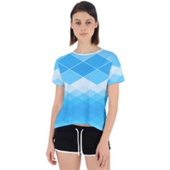 Light Blue And White Color Diamonds Open Back Sport Tee