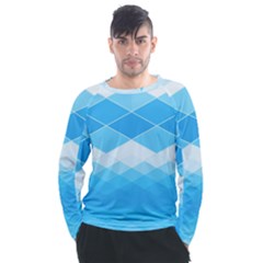 Light Blue And White Color Diamonds Men s Long Sleeve Raglan Tee