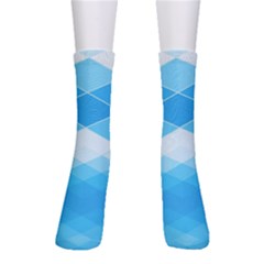 Light Blue And White Color Diamonds Men s Crew Socks by SpinnyChairDesigns