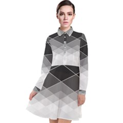 Black White Grey Color Diamonds Long Sleeve Chiffon Shirt Dress by SpinnyChairDesigns