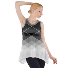 Black White Grey Color Diamonds Side Drop Tank Tunic by SpinnyChairDesigns