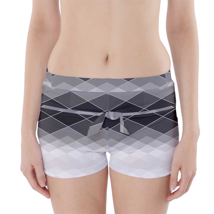 Black White Grey Color Diamonds Boyleg Bikini Wrap Bottoms