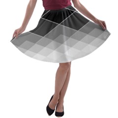 Black White Grey Color Diamonds A-line Skater Skirt by SpinnyChairDesigns