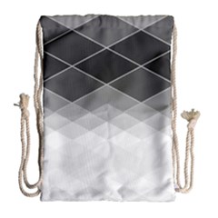 Black White Grey Color Diamonds Drawstring Bag (large) by SpinnyChairDesigns