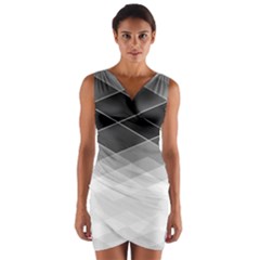 Black White Grey Color Diamonds Wrap Front Bodycon Dress by SpinnyChairDesigns