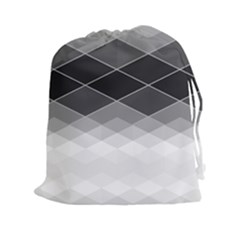 Black White Grey Color Diamonds Drawstring Pouch (2xl) by SpinnyChairDesigns