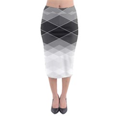 Black White Grey Color Diamonds Midi Pencil Skirt by SpinnyChairDesigns