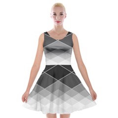 Black White Grey Color Diamonds Velvet Skater Dress by SpinnyChairDesigns