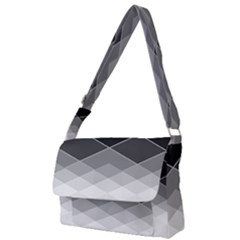 Black White Grey Color Diamonds Full Print Messenger Bag (s) by SpinnyChairDesigns