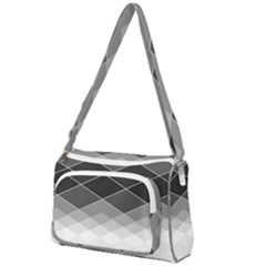 Black White Grey Color Diamonds Front Pocket Crossbody Bag by SpinnyChairDesigns